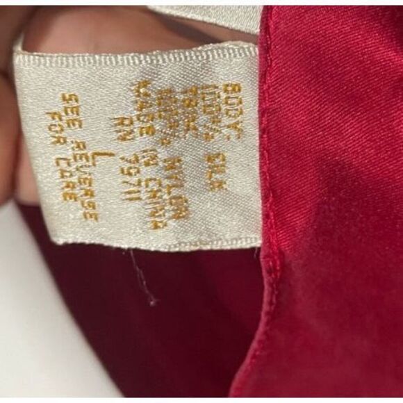 Vintage Y2K Victorias Secret Silk Black Lace Heart SZ L Slip Nightgown in Red Si - Picture 14 of 16